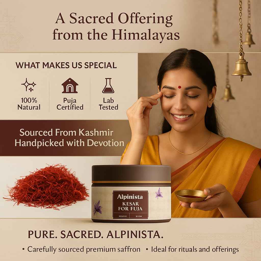 Alpinista Kesar for Pooja - Pure Saffron for Tilak, Temple Rituals, and Devotional Use - Natural and Authentic