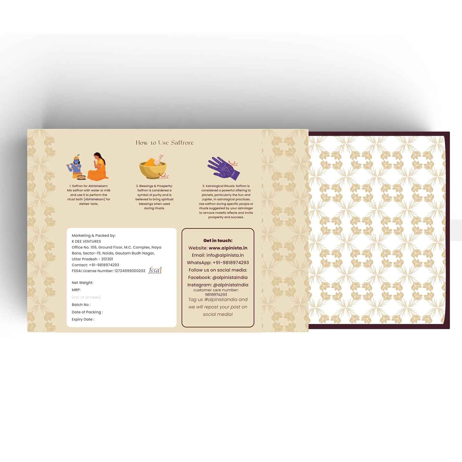 Alpinista Kesar for Pooja - Pure Saffron for Tilak, Temple Rituals, and Devotional Use - Natural and Authentic