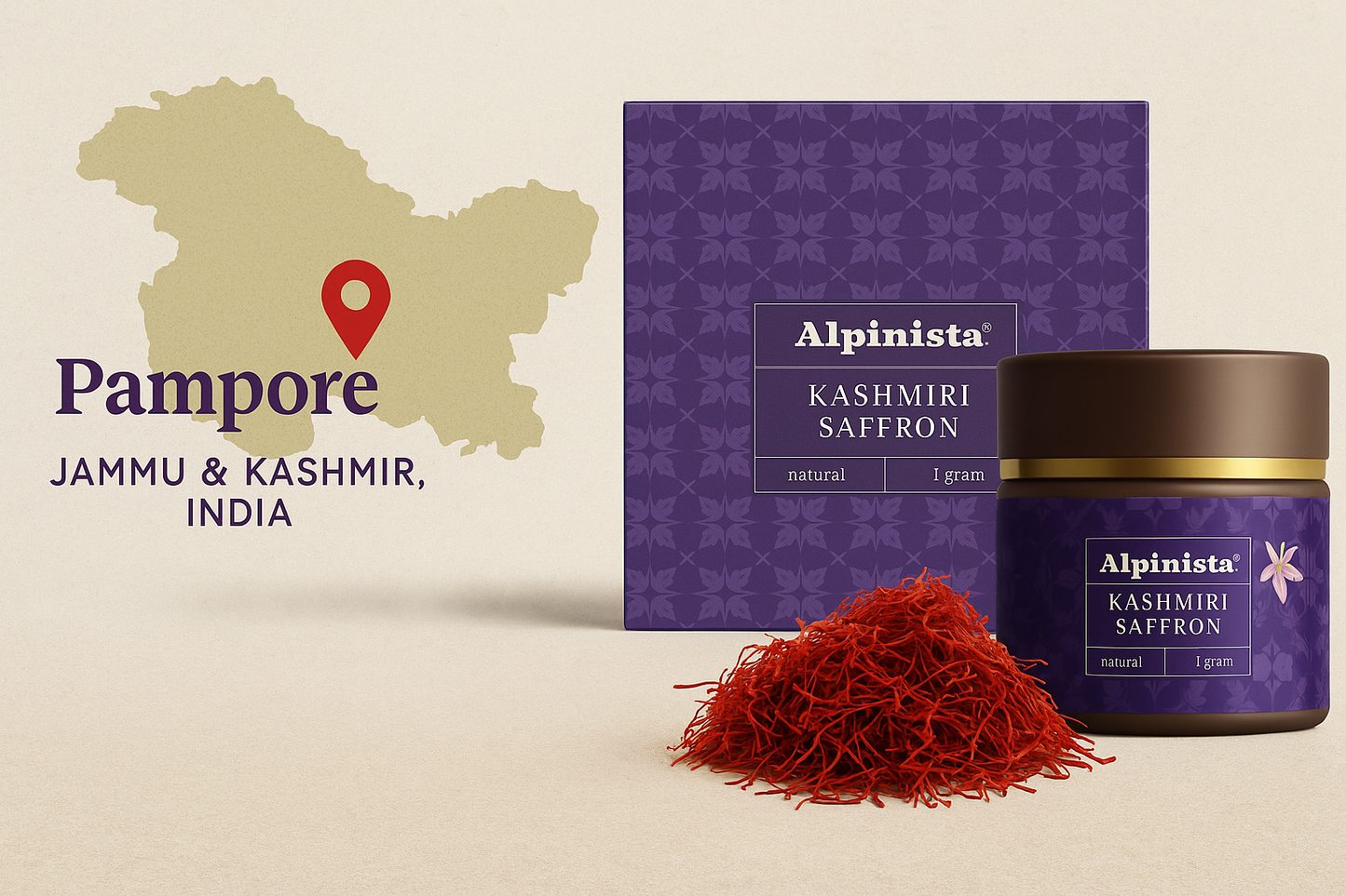 Alpinista Pampore jammu and kashmir oriented pure saffron threads red